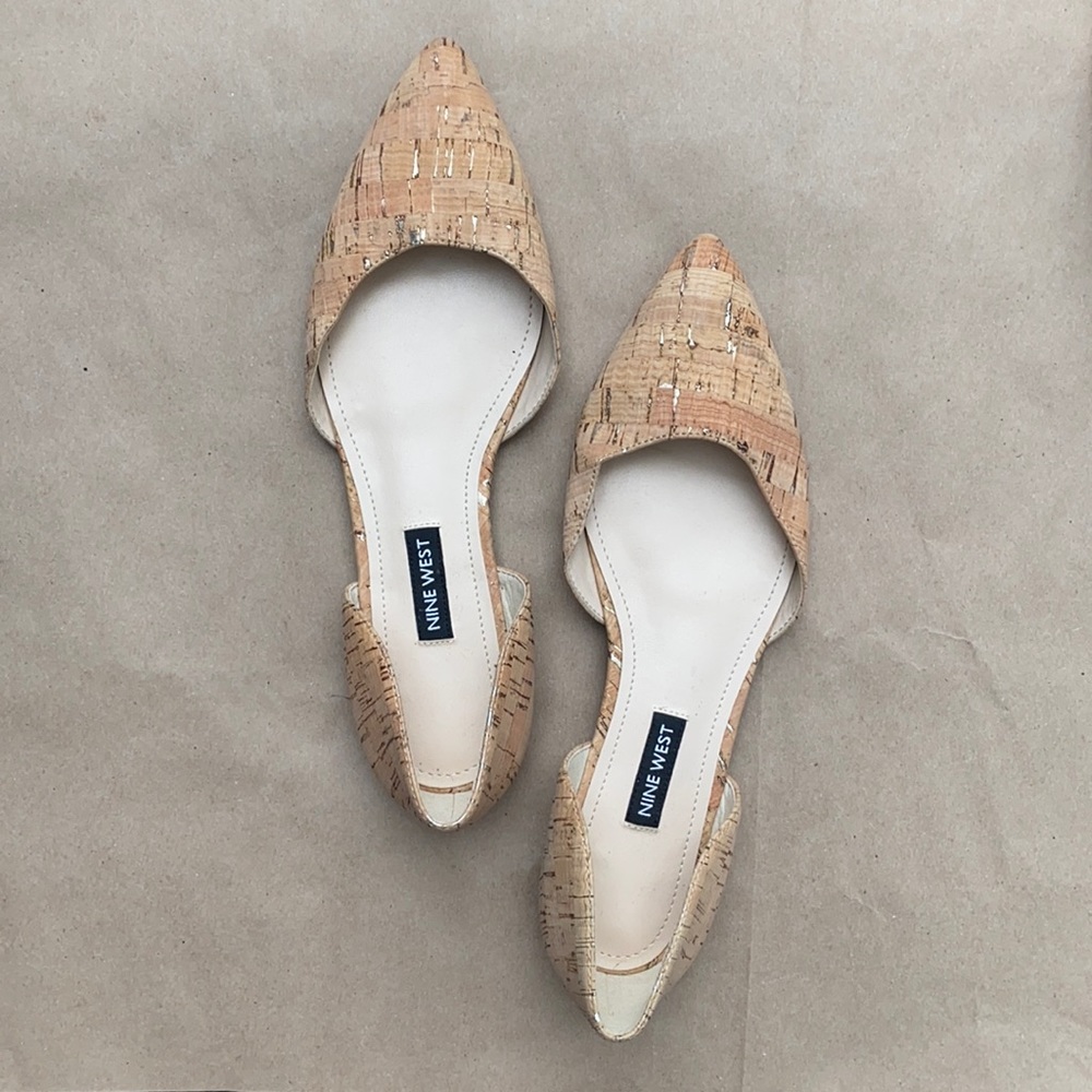 NWOT Nine West Cork + Metallic Pointed Toe Flats
